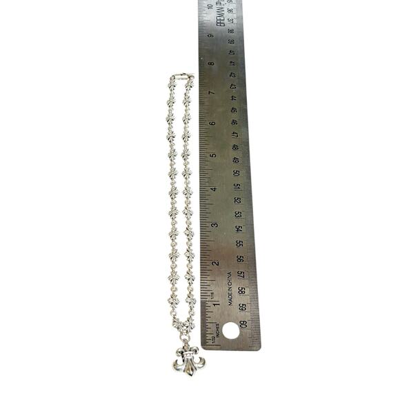 Chrome Hearts Fleur De Lis Pendent Cross .925 Silver Necklace - Picture 7 of 7
